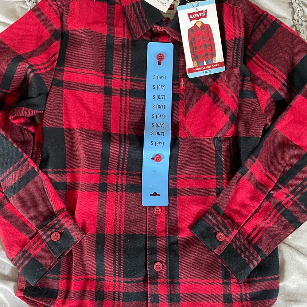 NWT Levi's Kids Red Plaid Shirt
